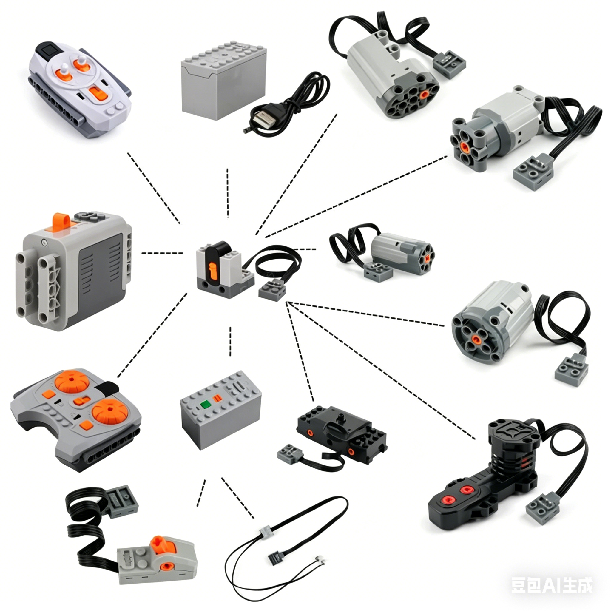Power Tools Organizer - MOC Train Motor Kit Servo,Battery Box,