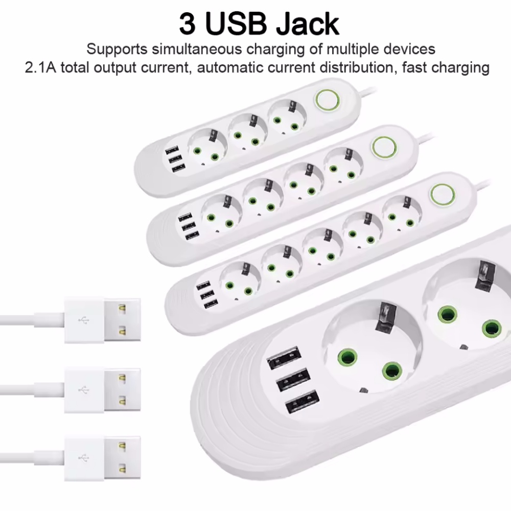 2M Cable EU Plug Power Strip w - Power Tools Extension recensie en prijs
