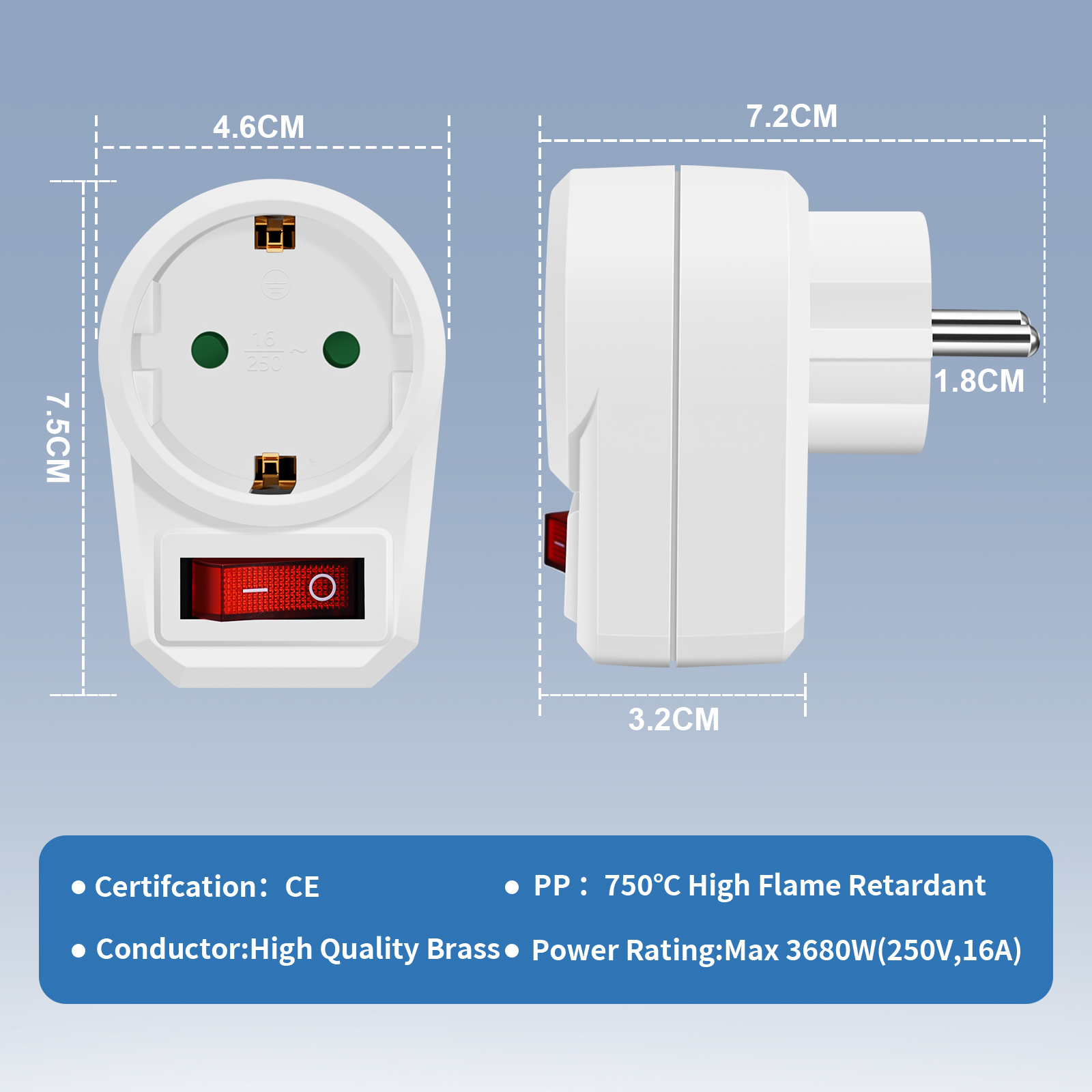 3PCS EU Socket Adapter With Sw - Power Tools Extension recensie en prijs