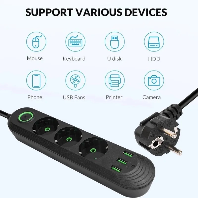 EU Plug AC Outlet with 3USB Po - Power Tools Extension recensie en prijs